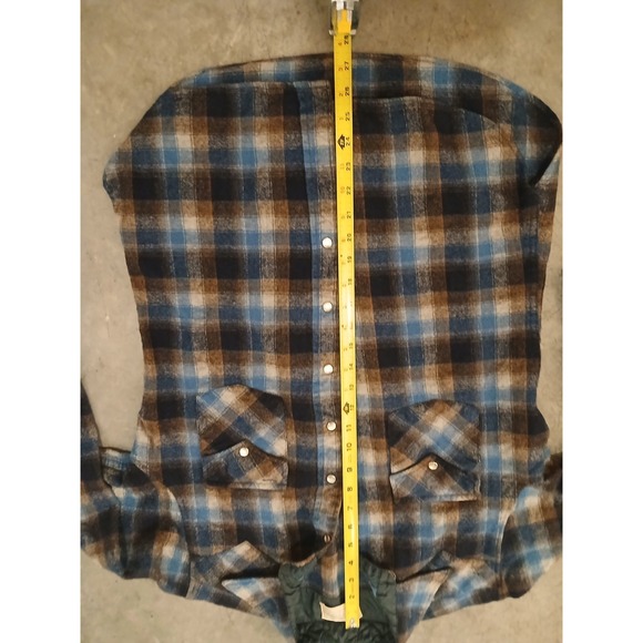 Vintage Pendleton Western Plaid Wool Flannel Shirt Collar 70s Men L - Picture 4 of 10
